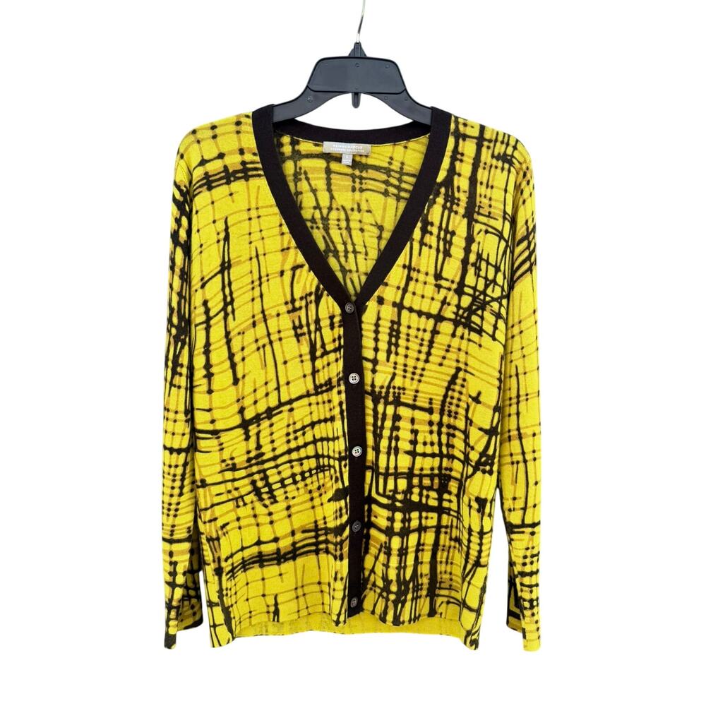 Neiman Marcus Cashmere Collection Striped Cashmere Cardigan Sweater Large L